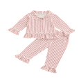 thumbnail image 1 of Ensembles de Pyjama pour Filles Saint-Valentin Imprimé Cœur Manches Longues Col Rabattu Hauts+pantalons Blanc 4-5 Ans, 1 of 6
