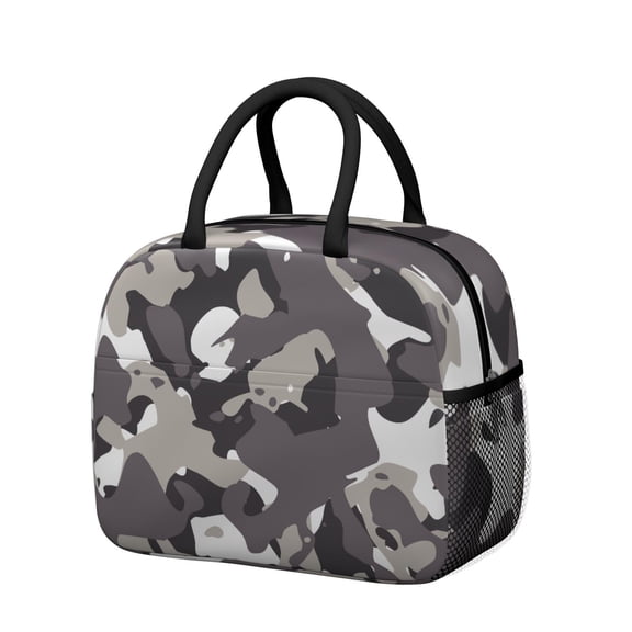Insulated Lunch Bag for Women, Floral Print Oxford Fabric Lunch Box, Leakproof Thermal Cooler Tote for Work, School & Picnic, Camo, Camouflage Print