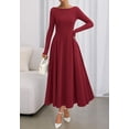 thumbnail image 4 of BTFBM Spring Dresses for Women Trendy Boat Neck Long Sleeve A Line Flowy Knit Loose Casual Elegant Party Maxi Dress, 4 of 9