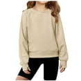 thumbnail image 2 of MKOSPLRT Girls Sweatshirts 4-15Y Crew Neck Raglan Long Sleeve Pullover Solid Casual Loose Croppped Sweat Shirts Fall Sweatshirts, 2 of 7