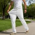 thumbnail image 6 of Mens Golf Pants Lightweight Quick Dry Anti-Slip Work Dress Pants Stretch Elastic Waist Drawstring Casual Slacks with Pockets Size 3XL White, 6 of 8