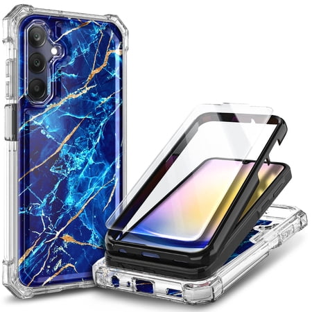 Nagebee For Samsung Galaxy A15 5G Phone Case with Screen Protector Full-Body Protective Shockproof Rugged Bumper Impact Resist Durable Phone Cover (Sapphire)