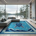 thumbnail image 2 of ODIKA Animals Turtle Nautical Border Ocean Wave Motif Scattered Symmetrical for King Size Bedroom, Master Suite, Under Bed, Foldable Easy Care, 2 of 7
