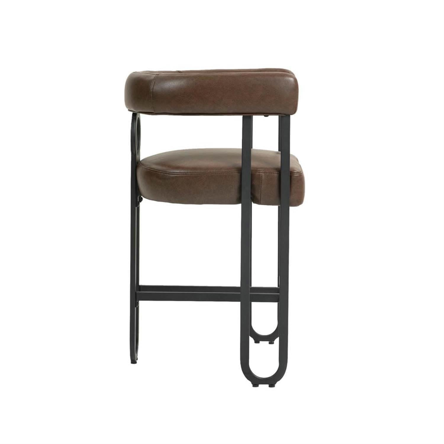 Demi Bonn 34" Counter Height Bar Stools Set of 2, Upholstered Barstools with Back, Kitchen Island Countertop Chairs for Dining Room, Dark Brown