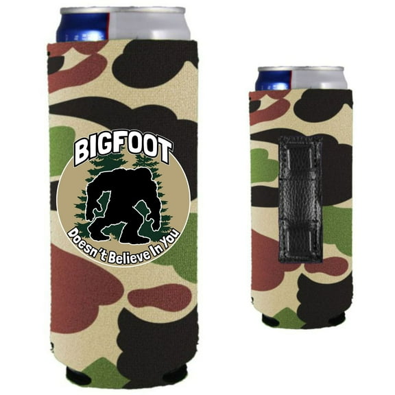 Bigfoot Doesn't Believe In You Magnetic Slim Can Coolie (Camo)