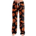 thumbnail image 3 of Domzest Halloween Pajama Pants for Women Wide Leg Halloween Graphic Sleepwear Drawstring Elastic Waisted Funny Pajama Bottoms Earthy Yellow L, 3 of 5