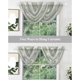 thumbnail image 4 of Sage Green Sheer Waterfall Valance Curtains for Window, Modern Abstract Grey Striped Art Rod Pocket Sheer Topper Swag Curtains for Living Room, Kitchen 38.5"W x 47.2"L, 2 Panels, 4 of 7