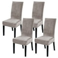 thumbnail image 1 of Haperlare 4 Pcs Velvet Dining Chair Covers Soft Stretch Chair Covers for Dining Room Parsons Chair Protectors Slipcovers, Taupe, 1 of 7