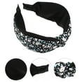 thumbnail image 3 of 1 Pc Fashion Floral Knotted Headwrap for Women for Girls 5.91"x2.56" Black, 3 of 6