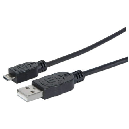 UPC: 0766623307178 | Manhattan Hi-Speed USB Micro-B Device Cable USB 2.0  Type-A Male to Micro-B Male  480 Mbps  6 ft.  Black