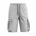 thumbnail image 5 of Men's Capri Long Elastic Cargo Shorts Below Knee Shorts 3/4 Cotton Casual Relaxed Fit Shorts with Multi-Pockets Size M-3XL Gray, 5 of 5