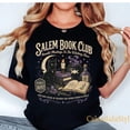 thumbnail image 2 of Salem Book Club Shirt, Spooky Girl Reading, Bookish Halloween, Halloween Witchy Black Cat, Spooky Reader Book Club, Massachusetts Halloween, 2 of 4