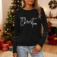 thumbnail image 2 of Birdeem T-Shirt à Manches Longues à Col Rond Imprimé « Merry Noël » pour Femmes, Haut de Travail, 2 of 9