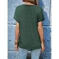 thumbnail image 3 of Womens Short Sleeve Henley Tops V Neck Dressy Casual Loose Fit Shirts Green XL, 3 of 5