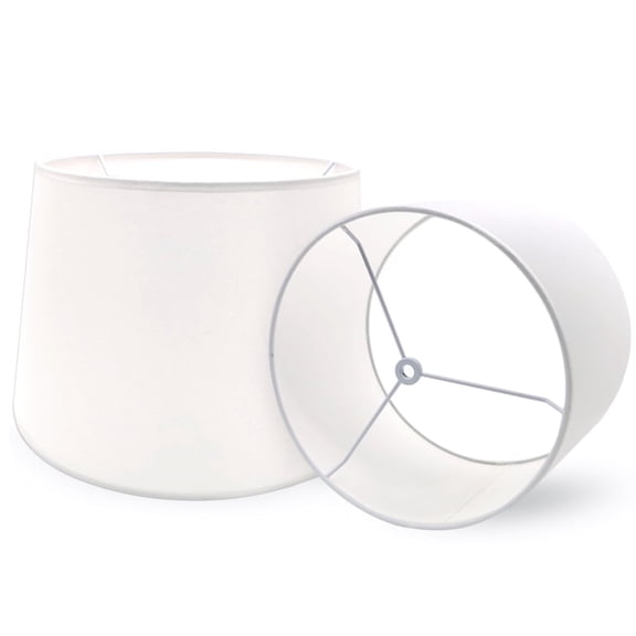 Medium Lamp Shades, White Barrel Lamp Shades for Table Lamps and Floor light, 9.8x11.8x7.8 Inch, Round Natural Linen Hand Crafted, Set of 2