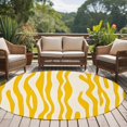 thumbnail image 4 of Round Rugs 5Ft, Yellow Round Area Rug Washable Indoor Throw Carpet, Stripes Modernism Abstract Geometric Soft Non Slip Circle Rug for Cabinet Bathroom Home Decor Aesthetic, 4 of 8