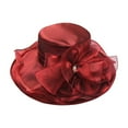 thumbnail image 2 of Women's Organza Church Tea Party Fascinator Derby Hat Wide Brim Leaf Flower Bridal Shower Hat Bridal Tea Party Wedding Women Church Hat Fascinator Hat Fascinator Hats for Ladies Girl Tea Party Hat, 2 of 5