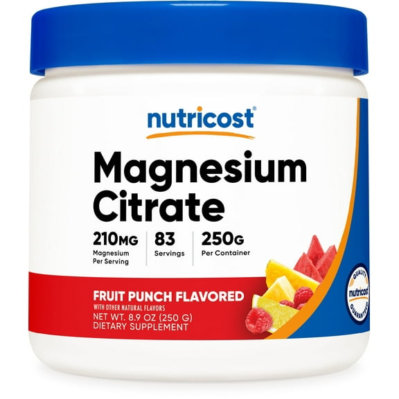 Nutricost Magnesium Citrate Powder (Fruit Punch, 250 Grams) - Non-GMO Supplement