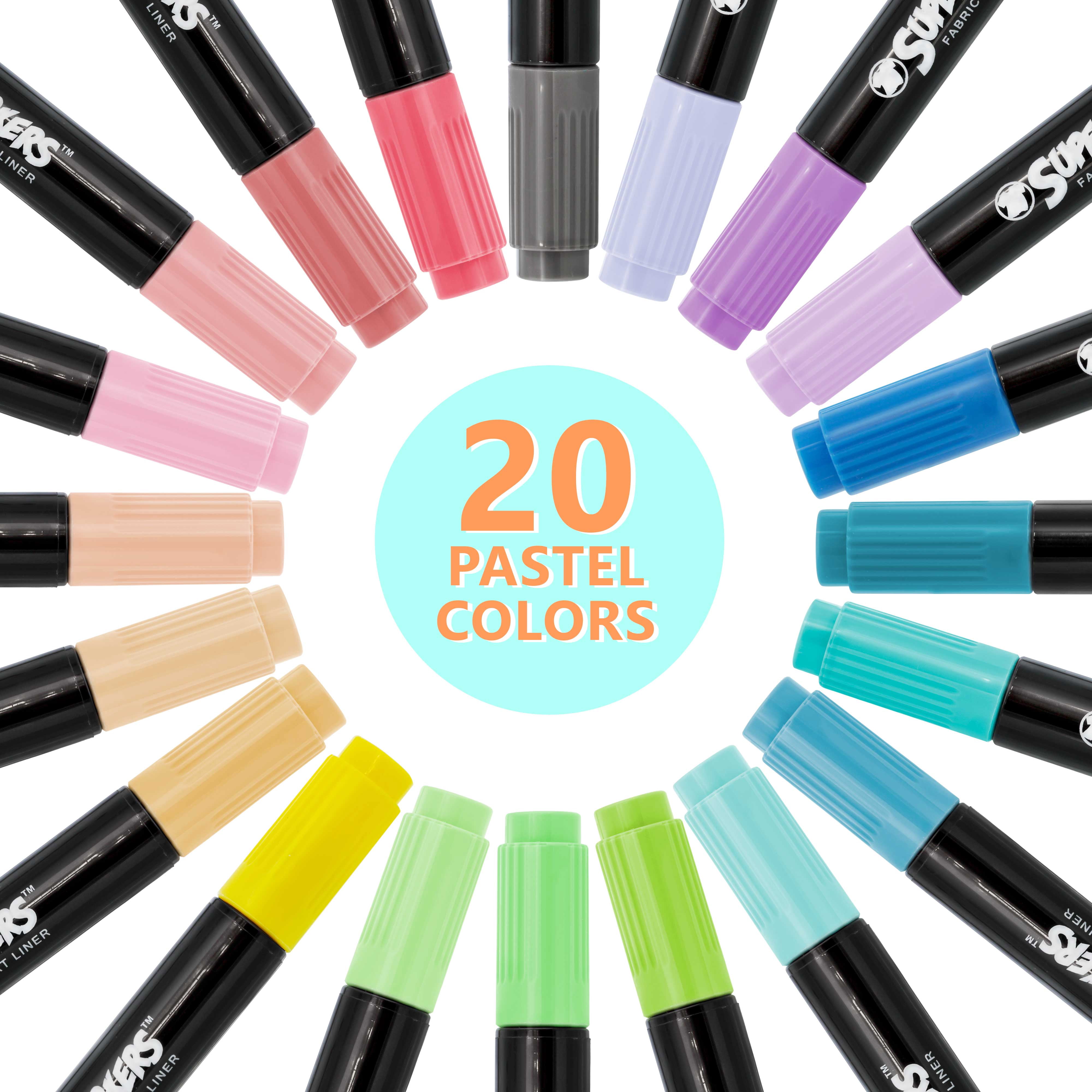 Crazy Colors Dual Tip Fabric & T-Shirt Marker 40 Color Set - Bullet & Chisel Tips