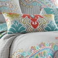 thumbnail image 2 of Levtex Home - Deniza - Decorative Pillow (12 x 24in.) - Embroidered Paisley - Red, Green, Teal, Grey, and White, 2 of 3