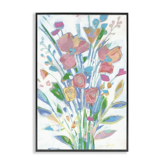 Stupell Industries Pastel Joyful Bouquet Floral Painting Black Framed Art Print Wall Art, 12 x 18