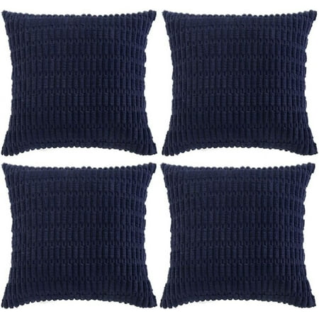 

Fancy Homi 2 Packs Navy Blue Decorative Throw Pillow Covers 16x16 inch for Living Room Couch Bed Sofa Rustic Modern Farmhouse Boho Home Decor Soft Plush Corduroy Square Cute Cushion Case 16x16