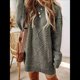 thumbnail image 5 of Vestido Minisuéter Holgado de Larga con Cuello Redondo y Punto para Mujer, Estilo Informal, para Otoño e Invierno. Verde L, 5 of 6