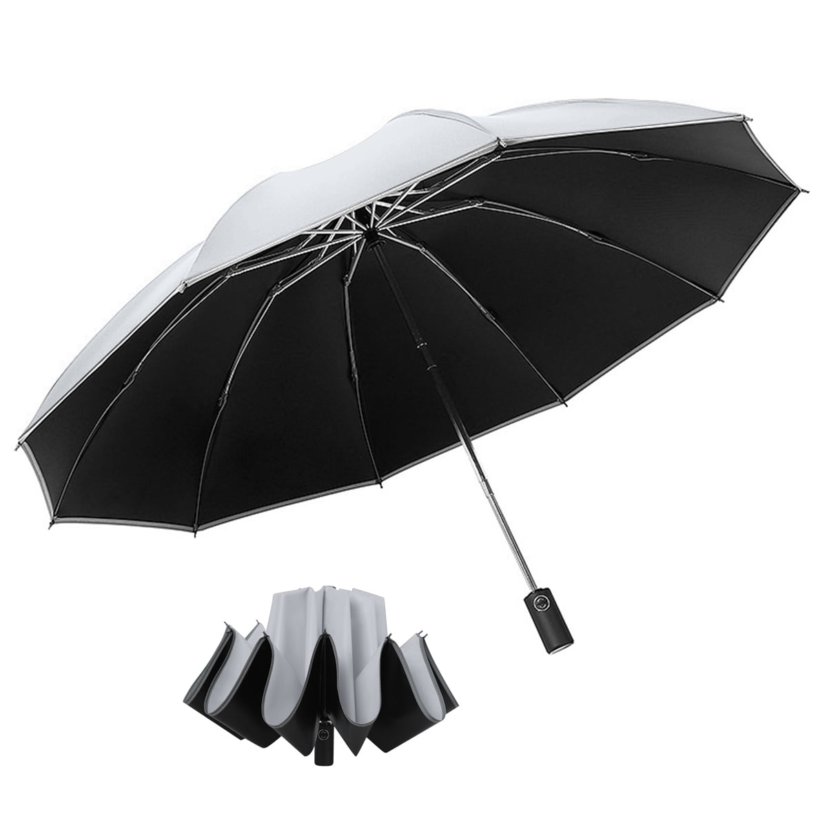 Anntrue Windproof Travel Umbrella with Teflon Coating,Auto Open Close Lightweight Sun&Rain Umbrella with 10 Rib Construction Zipper Pouch 