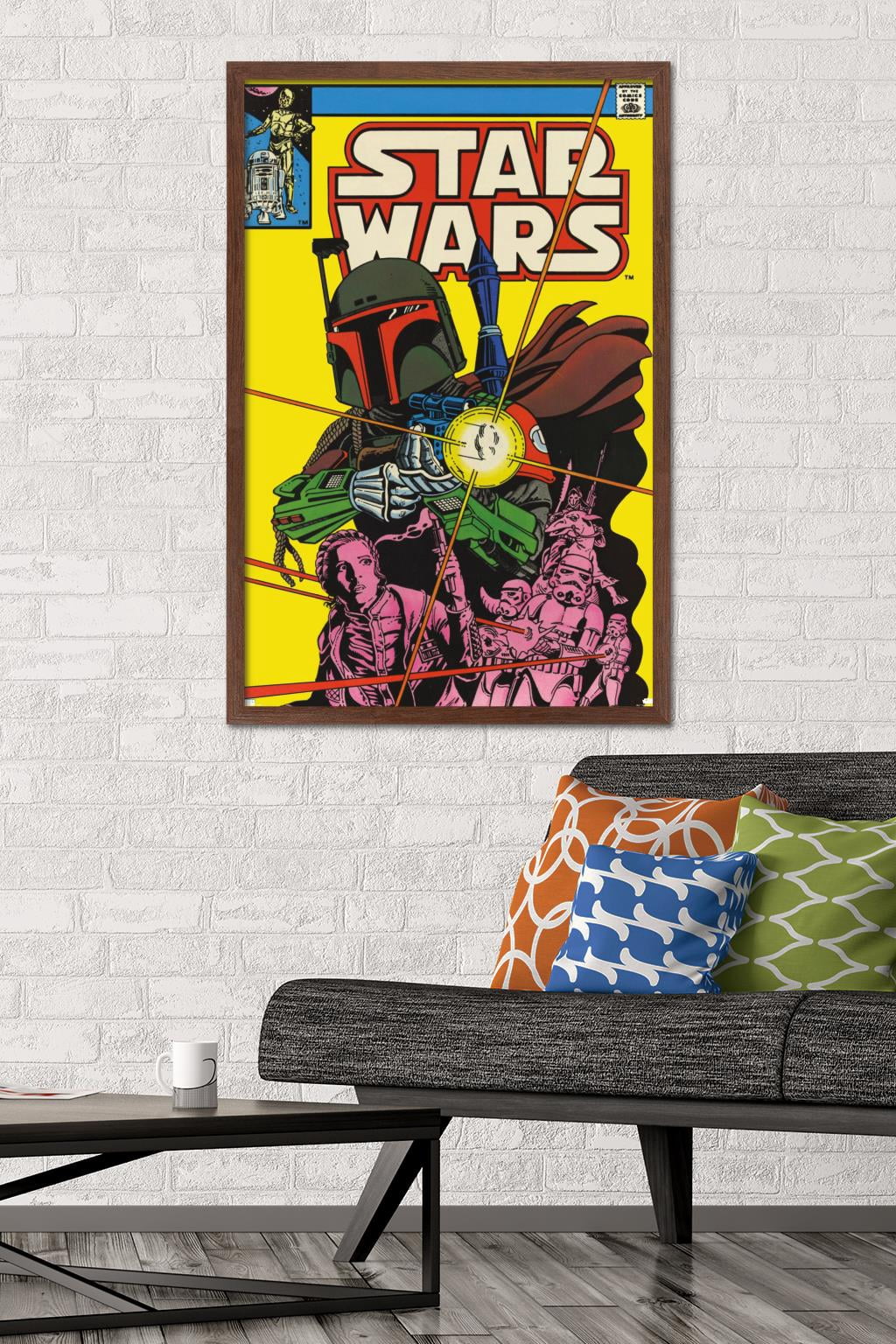 Star Wars: Saga - Boba Fett - Comic Cover Wall Poster, 22.375" x 34", Framed