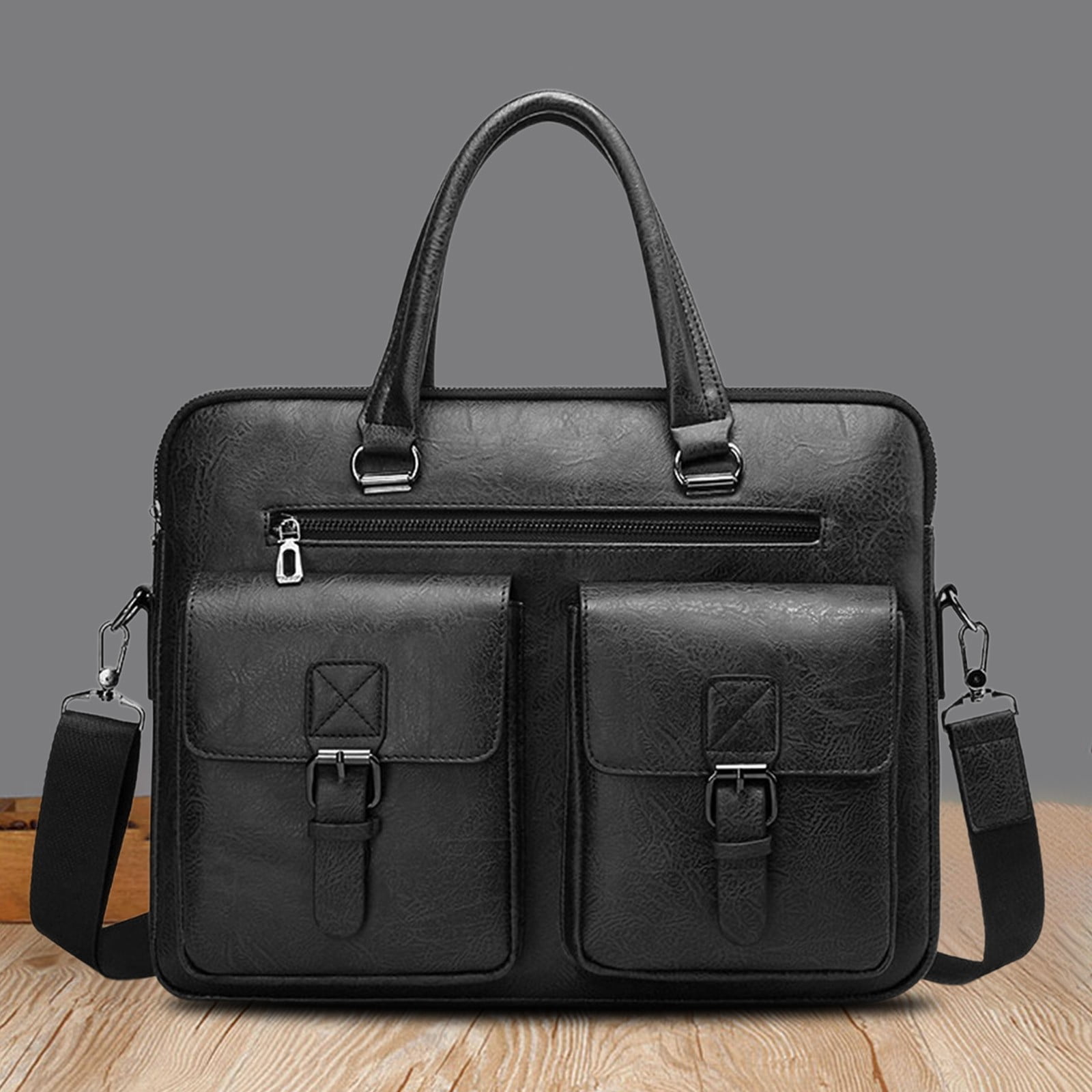 HHBEAUTY Mens Messenger Bag 15x10.6 Inch Vintage Leather Laptop Briefcase Magnetic Closure Large Satchel Computer Shoulder Bag, Handbag For Travel Work Daily Necessary