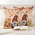 thumbnail image 3 of Fall Gnomes Outdoor Waterproof Pillow Covers, Thanksgiving Pumpkins Country Maple Vintage Check Decorative Square Throw Pillowcase Sofa Cushion Sham for Patio/Couch/Chair, 16"x16" 2 Pack, 3 of 8