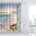 thumbnail image 2 of Beach Coastal Shower Curtain 72Lx72W Inch Ocean Sunrise Seaside Seascape Nautical Sea Rustic Barn Door Seashore Teal Blue Bathroom Decor Waterproof Fabric with 12PCS Hooks, 2 of 6