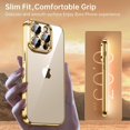thumbnail image 6 of for iPhone 14 Pro Max Case 𝟮𝟬𝟮𝟯 𝗡𝗘𝗪 with Full Camera Protection, [Far Beyond Official Color] [Military Grade Drop Tested] Metallic Glossy Clear Case Designed for Women Men 6.7”, Royal Gold, 6 of 9
