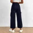 thumbnail image 5 of Womens Workout Pants High Waisted New Baggy Cargo Sweatpants for Women Wide Leg Drawstring Elastic Waist Pants with Pocket Fall Trendy Outfits Navy XL, 5 of 7