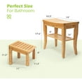 OasisCraft Bamboo Shower Bench Chair with Foot Stool and Free Soap Dish, Wood Spa Bath Seat