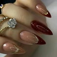 thumbnail image 4 of 24Pcs Long Stiletto Press on Nails Box Acrylic False Nails with Almond Designs Black Gold Foil French Full Cover Fake Nail Tips, 4 of 6