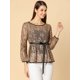 thumbnail image 2 of Allegra K Blusas Tops Peplum De Encaje Semitransparente De Manga Larga Con Cintura Anudada Para Mujer Marrón XS Unique Bargains Blusa, 2 of 6