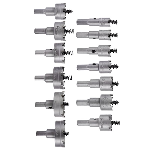 JUEGO DE SIERRAS PERFORADORAS CON PUNTA DE CARBURO TCT, Acero inoxidable, perforacia de metal, 13 piezas, 16 mm, 53 mm, Tamado de Portabrocas de 10 mm, para taladro de Banco,