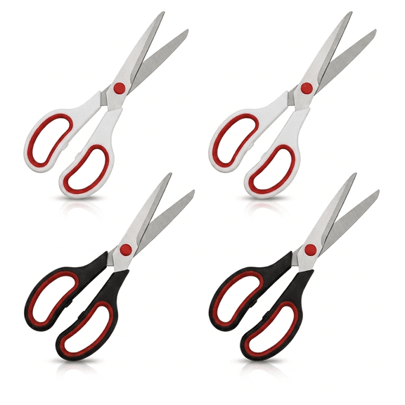 Fabric Scissors, 4 Pack 8.5 Inch Stainless Steel Office Scissors, Multipurpose Sewing Metal Cutters with Comfort Grip, Craft Cutting Tools for Cloth, Home, Office, and DIY Art Projects