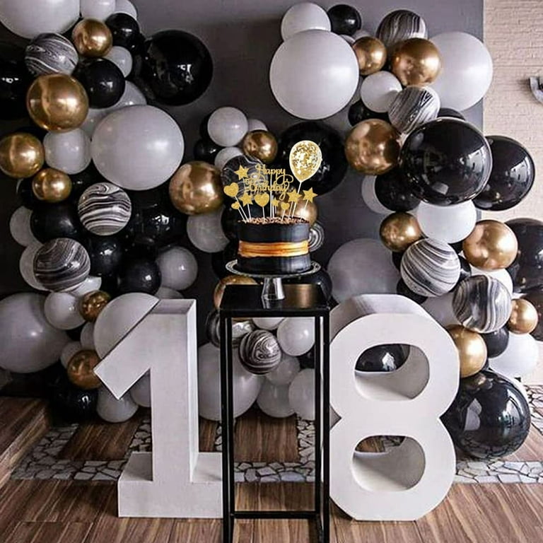 Birthday Decorations for Men Women, Black and Gold Balloons Party  Decorations Ha