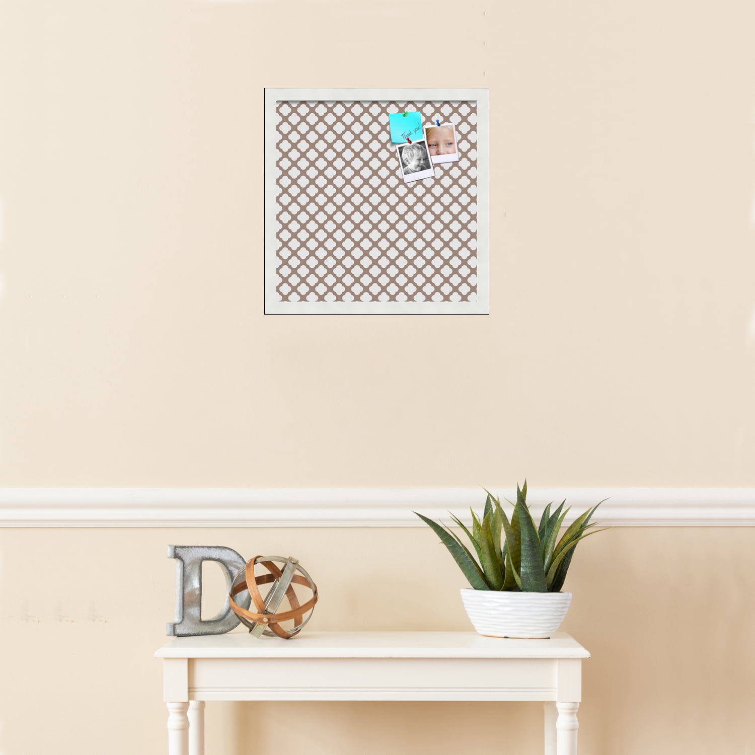PinPix 16x16 Custom Cork Bulletin Board Light Brown Clover Poster Board Has a Fabric Style Canvas Finish, Framed in Light Brown Clover, by ArtToFrames (PinPix-540)