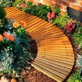 thumbnail image 5 of 4' Curved Outdoor Wooden Pathway | 17" Wide Rollout Outdoor Garden Walkway | Weather-Resistant Hardwood Cedar Board Walkway Landscape Edging | Decorative Lawn  Wedding Party, 5 of 7