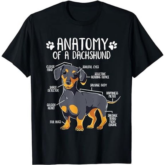Funny Anatomy Dachshund Wiener Dog Cute Doxie Lover T-Shirt