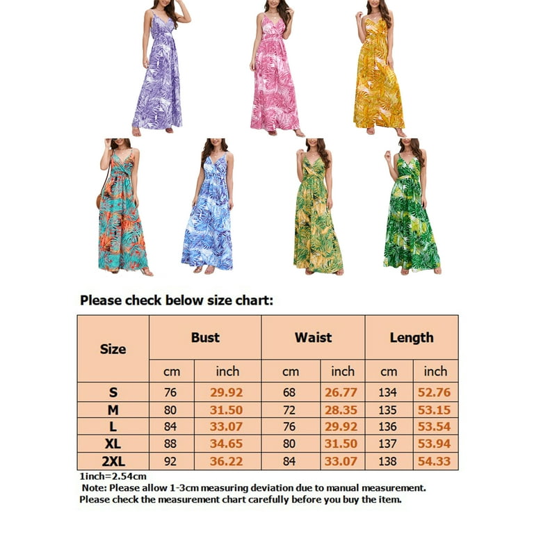 Capreze Women Summer Beach Sundress V Neck Slip Dress Spaghetti Straps Long  Maxi Dresses Casual Sleeveless LQ479-lv XL 