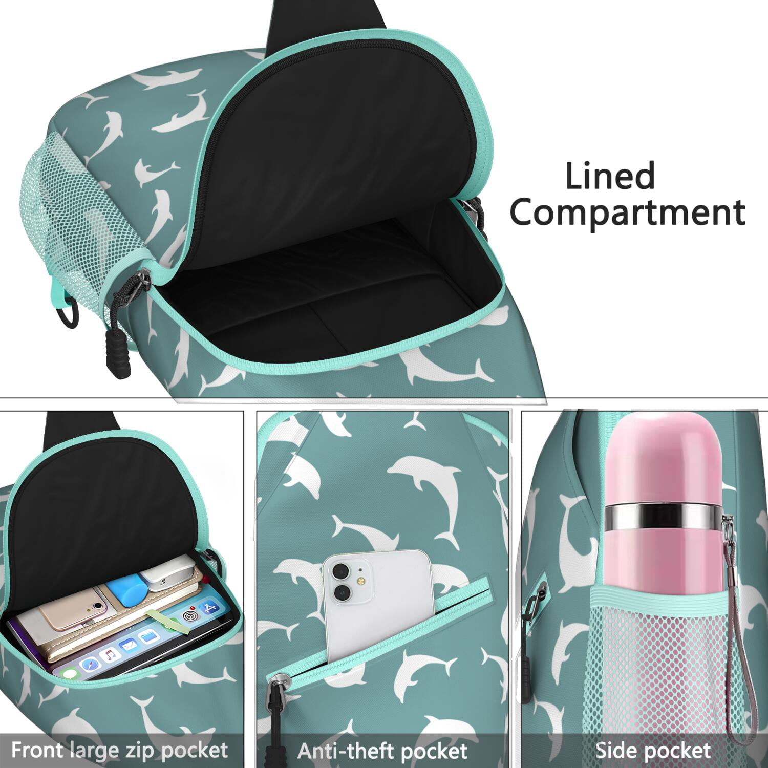 Cartoon Shark Shoulder Backpack - Funny Watercolor Shark Artwork for Hiking & Biking - Spacious & Organized