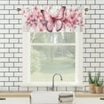 thumbnail image 3 of Butterfly Floral Curtain Valance for Kitchen Watercolor Pink Flower Cherry blossoms Window Valance for Living Room Bedroom, Kitchen Valance Rod Pocket Window Curtain 54 by 18 in, 1 Panel, 3 of 6