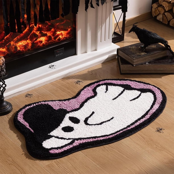 Alfombras de baño, alfombras para sala de estar, alfombra de área, alfombra de baño con diseño de fantasma alienígena de Halloween, alfombra de entrada de imitación de cachemira, alfombra para pies, a