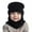 Black, variant on Baby Winter Knit Hat, Toddler Pullover Style Beanie with Integrated Neck Warmer, Warm Fleece Lined Cap for Cold Weather, Solid Color Ear Protection for Infants and Kids - Beige