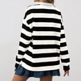 thumbnail image 6 of Tittly T Shirts for Women V Neck T Shirts for Women Women's Oversized Striped Sweatshirt Long Sleeve Rugby Collared Pullover Tops Loose Fit Shirt Tshirts Shirts Long Sleeve Shirts for Women Black L, 6 of 6