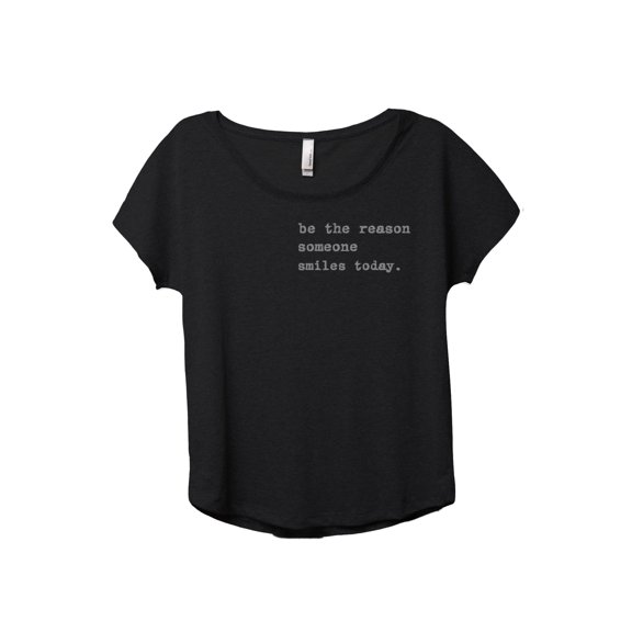 Reason Smile Today Women's Fashion Slouchy Dolman T-Shirt Tee Heather Black 2X-Large
